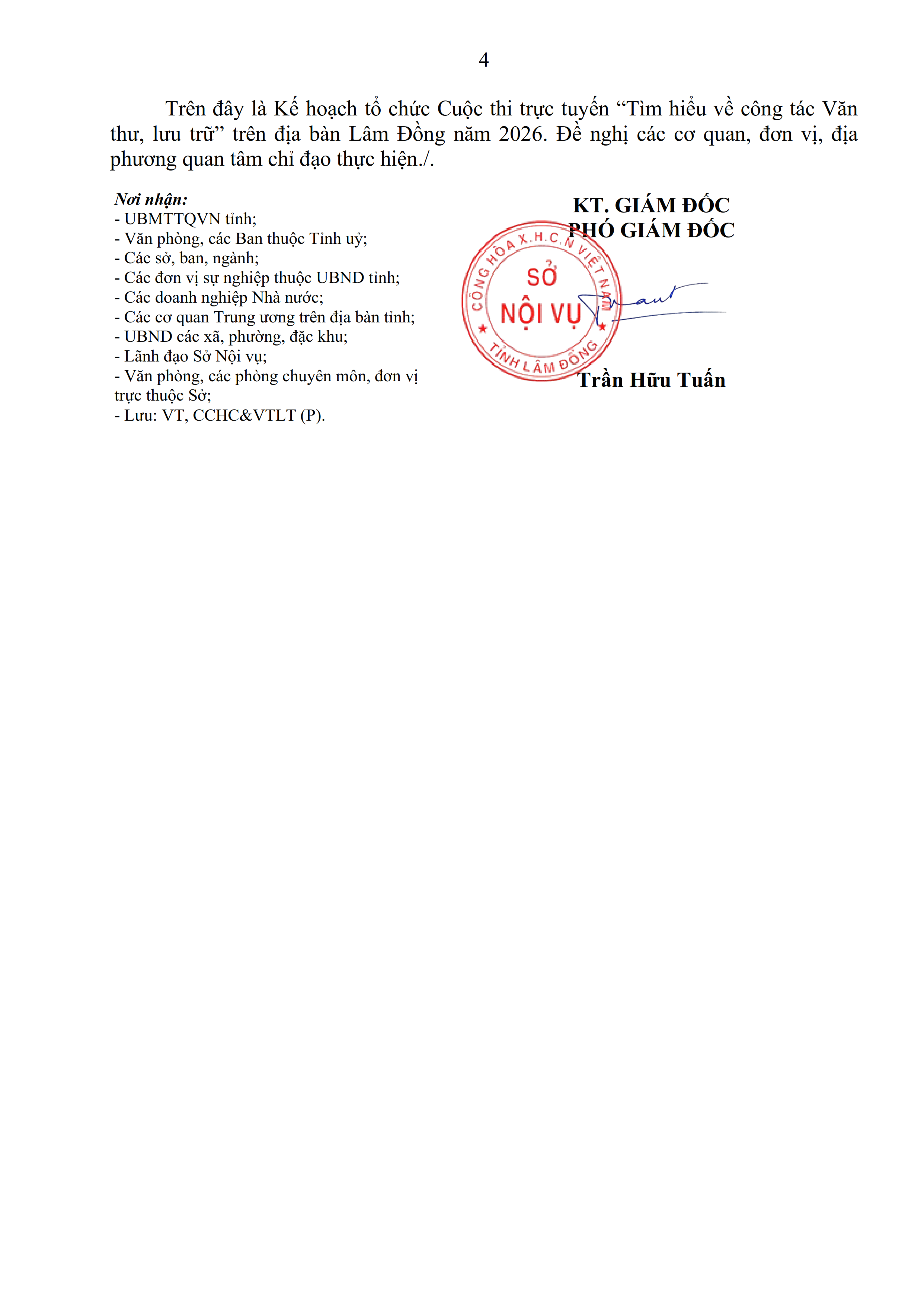 Kế hoạch tổ chức cuộc thi văn thư lưu trữ 2026 004